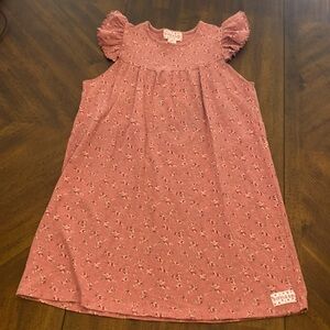 Ruffle Girl size 16/18 cotton dress. Mauve with floral.